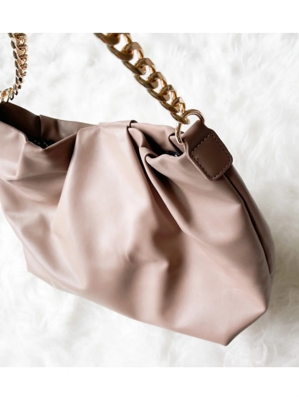 Moda luxe Taupe Slouchy Chain Strap Shoulder Bag